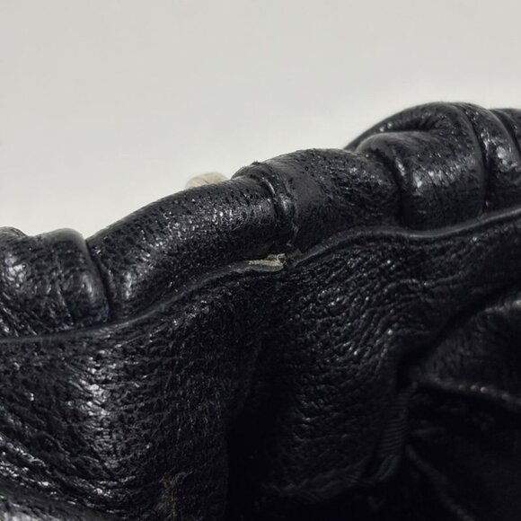 Prada Logo Handbag Gathered Tote Leather Nero - Picture 8 of 10